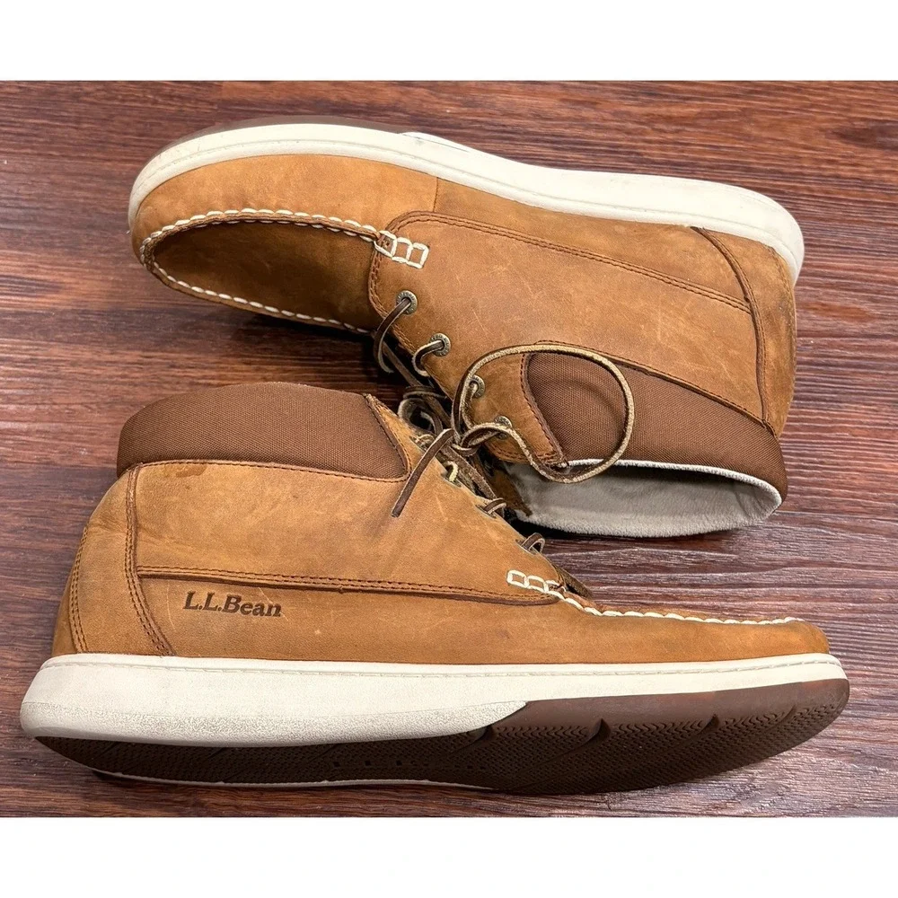 LL Bean Signature Boots Mens Size 12 M Brown Leather Chukka Style 290551